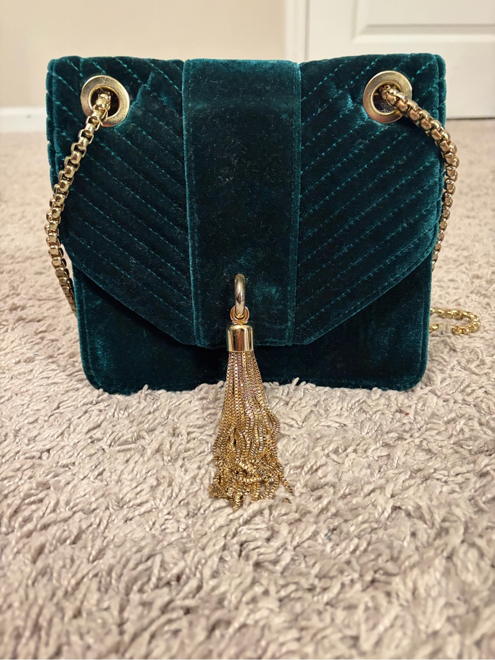 Gianni Bini Teal Leather Chain Strap Shoulder Bag